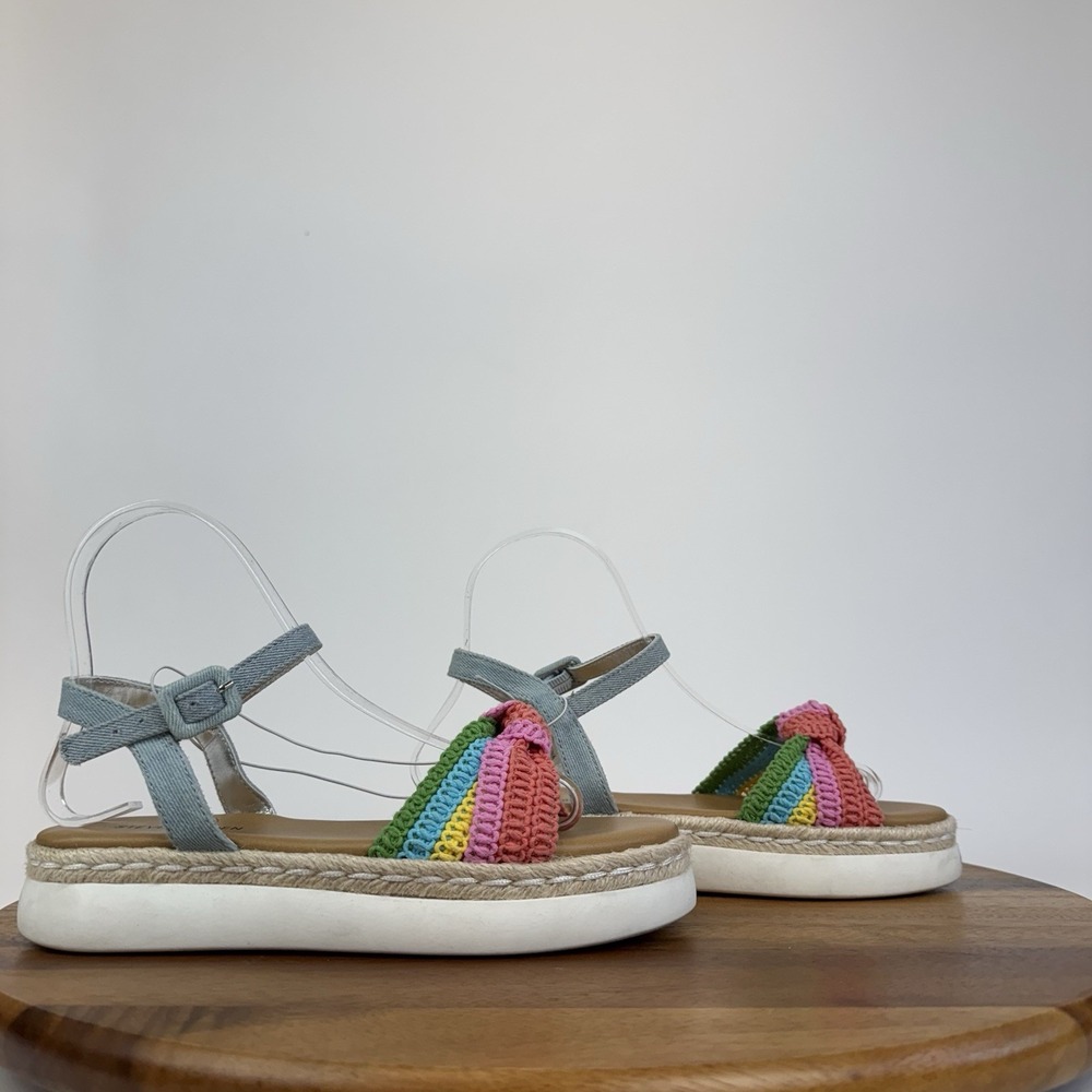 New NWOB Big Kids Steve Madden Jameliaa Woven Slingback Platform Sandals Size 4